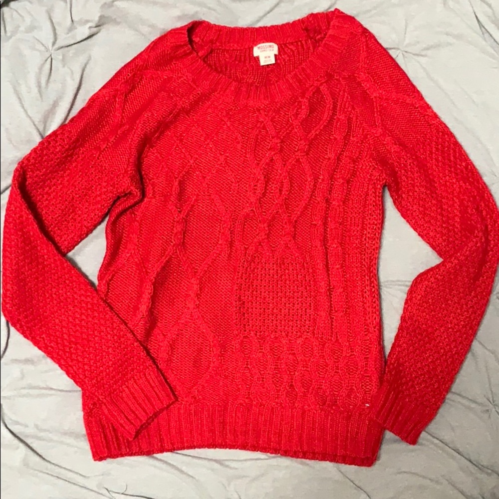 Red Sweater. Mismatched stitching